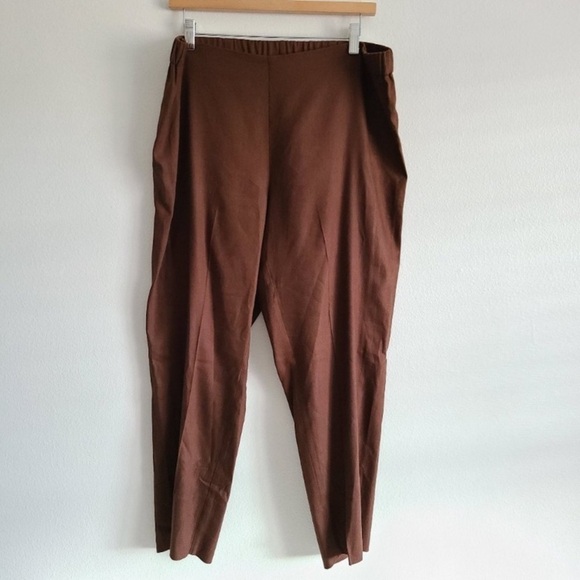 NWT J. Jill Linen Kona‎ Stretch Brown Straight Leg Trousers summer career 4X - Picture 4 of 13